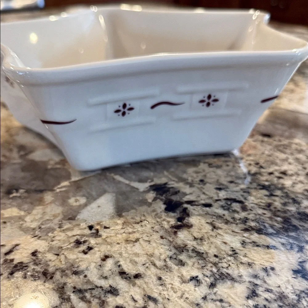 Longaberger Pottery Woven Traditions Star Shaped Dish in Traditional Red - Large